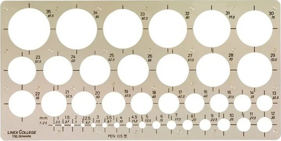 Шаблон кругови Linex Circle Template, 1-35 mm, пластика, беж