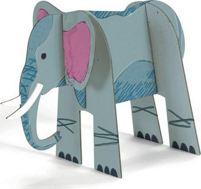 Set kreativ Djeco Color Assemble Play Savanna, modele 3D kartoni, për ngjyrosje, multingjyrësh