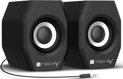 Altoparlantë për kompjuter Techly, USB 2.0, jack 3.5mm, të zinj