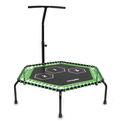 Trampolinë fitness VirtuFit Pro, diametër 127 cm, me dorezë që rregullohet, e zezë me jeshile