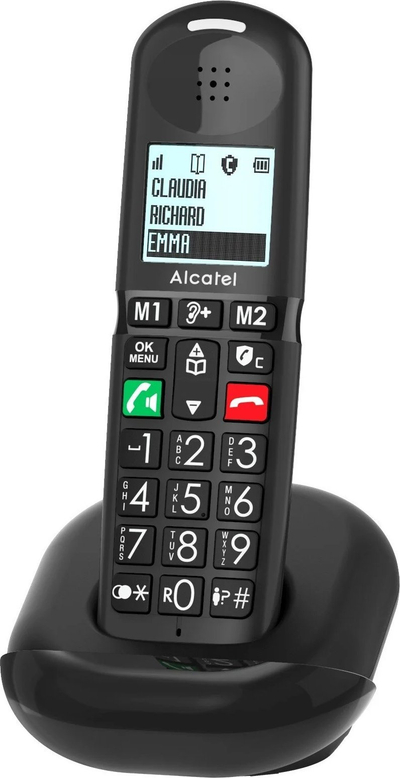 Telefoni fiks Alcatel XL685 Solo, ekran i madh, butona të mëdhenj, i zi