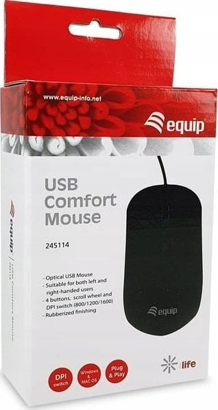 Maush optik Equip 245114, USB, 1600 dpi, i zi