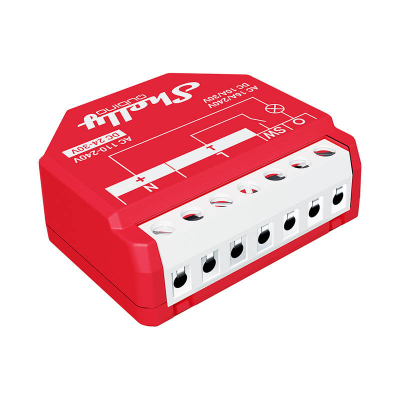 Ndërprerës smart Shelly Qubino Wave 1PM, 16A, AC 110–240V DC 24–30V, i kuq