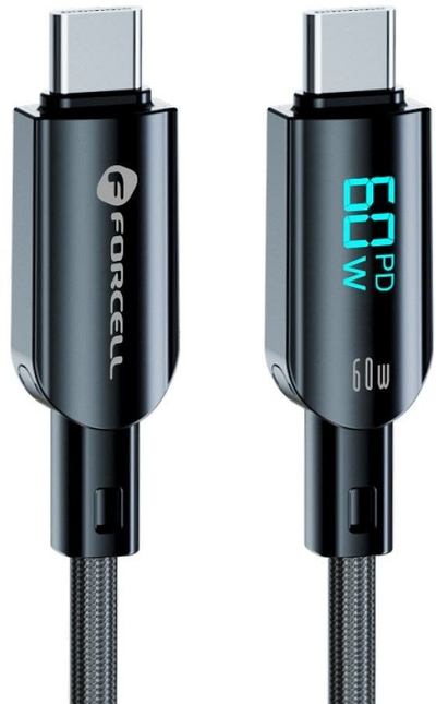 Kabllo USB Forcell F Energy C274, Type C në Type C, 1.2m, 60W, e zezë