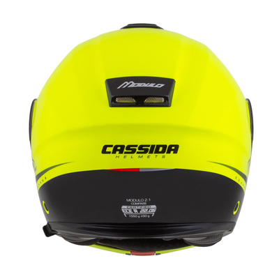 Helmetë moto Cassida Modulo 2.1 Compass, flip up, Pinlock ready, e verdhë fluo e zezë