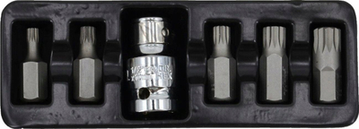 Set bitash spline hekzagonale AWTOOLS, 6 copë M5 M12, adapter 1/2", gri