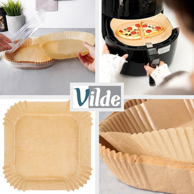 Letra mbrojtëse për Air Fryer Vilde, katrore 19x19 cm, 100 copë, ngjyrë kafe natyrale