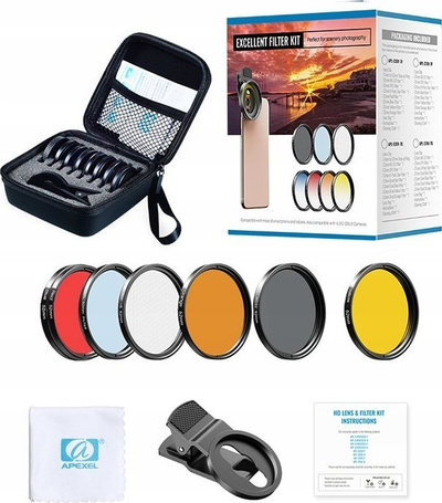 Set filtrash telefoni Apexel APL-52UV-7F, 7 në 1, CPL ND32 efekt ylli, shumëngjyrësh