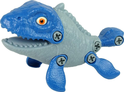 Lodër dinosaur LeanToys Mosasaur set me vezë, DIY me kaçavidë, blu