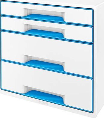 Kuti me sirtarë Leitz CUBE WOW, A4 Maxi, 4 sirtarë, e bardhë perlë blu