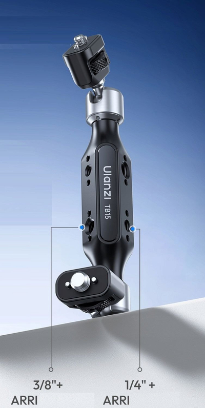 Krah magjik për kamerë ULANZI TB15, rrotullim 360°, fileto 1/4" dhe 3/8", i zi