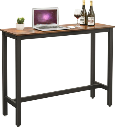 Tavolinë bar VASAGLE Narrow Rectangular, 120 x 40 x 100 cm, dru rustic, kornizë metalike e zezë