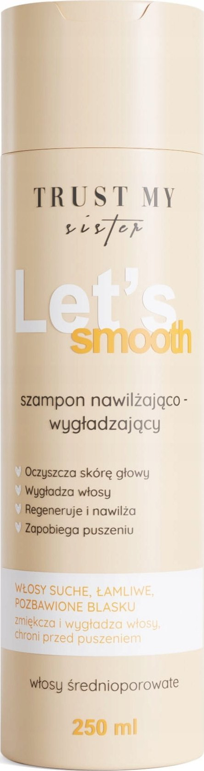 Shampo për flokë Trust My Sister Let’s Smooth, porozitet mesatar, hidratuese dhe lëmuese, 250ml