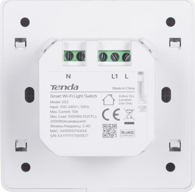 Çelës drite i zgjuar Tenda SS3, Wi-Fi, për mur, i bardhë