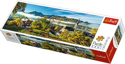 Puzzle panoramik Trefl By Lake Schliersee 1000 cope, 97 x 34 cm, shumengjyreshe