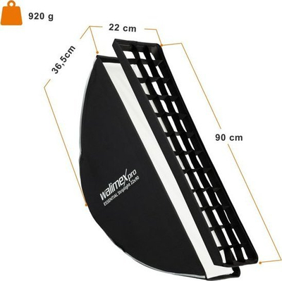 Softbox Walimex Pro Essential Striplight, 22x90 cm, rrotullim 360°, me grid