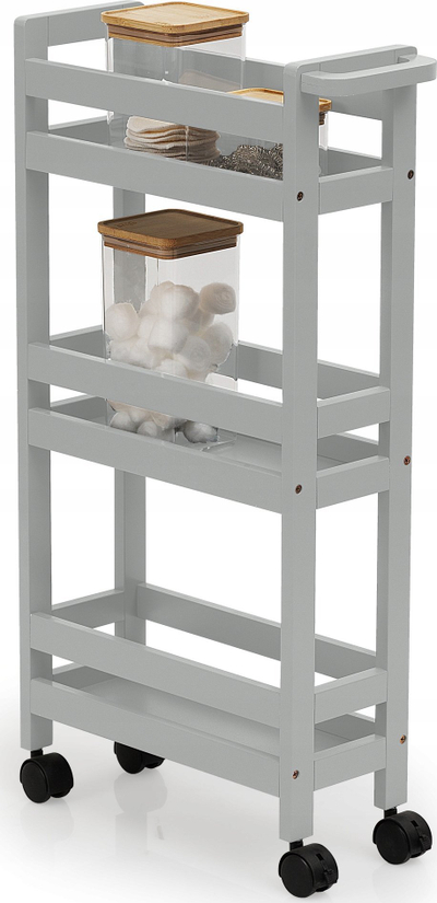 Karrocë organizimi me 3 kate 5 Five Simply Smart, me rrota, 40x15x75 cm, gri beton