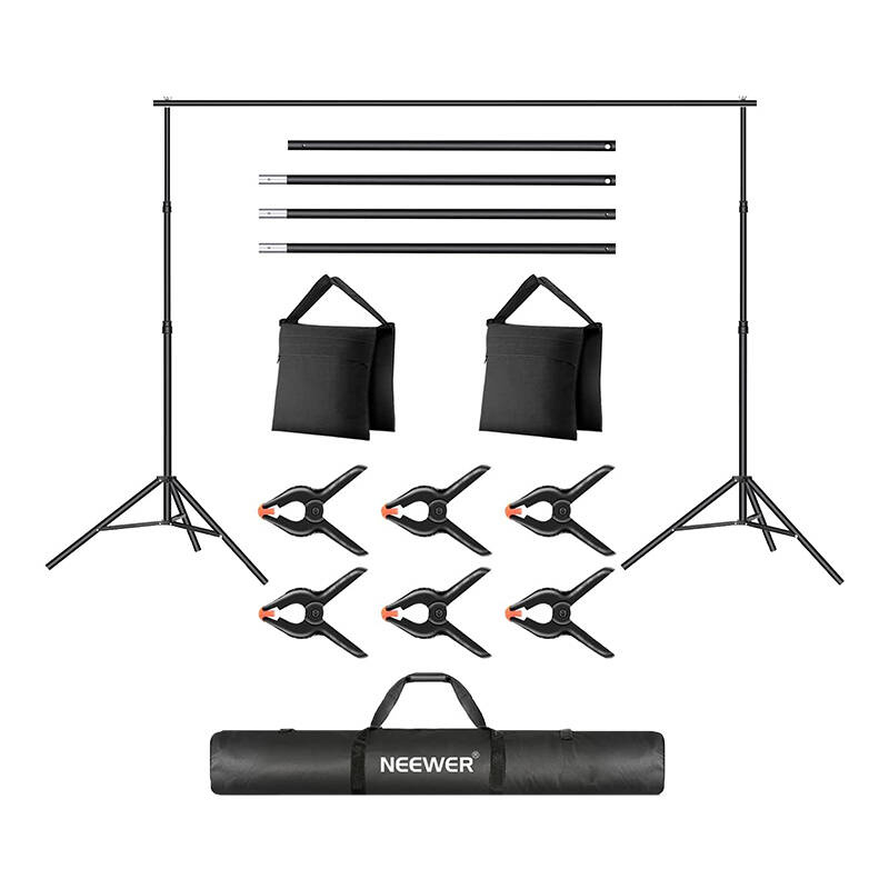 Stativ sfondi Neewer Backdrop Stand Kit, 10ft x 7ft, me kapëse dhe qese rëre, i zi
