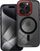 Kapak silikoni Color Edge për iPhone 16 Pro, MagSafe, transparent me skaje të zeza të kuqe