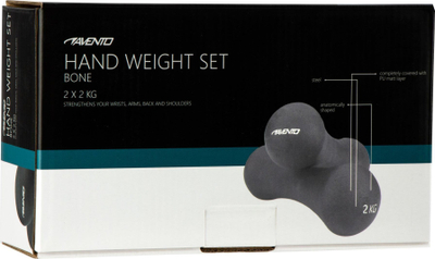 Pesa dore Avento Hand Weight Bone, 2 copë nga 2 kg, gri