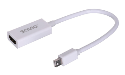 Adaptor Mini DisplayPort në HDMI Savio CL-57, 0.2 m, i bardhë