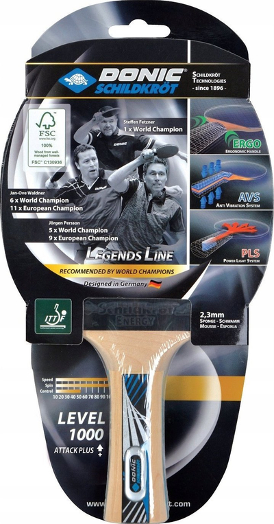 Raketë pingpongu Donic Legends 1000, për lojtarë të avancuar, dorezë ergonomike