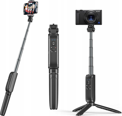 Tripod selfie stick Ulanzi, monopod me telekomandë, për telefon dhe kamera, ngjyrë e zezë
