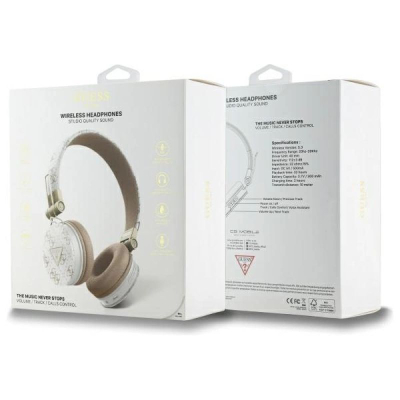 Kufje on ear Guess GUBH70E4PTMH, Bluetooth, ENC, të bardha me bezhë