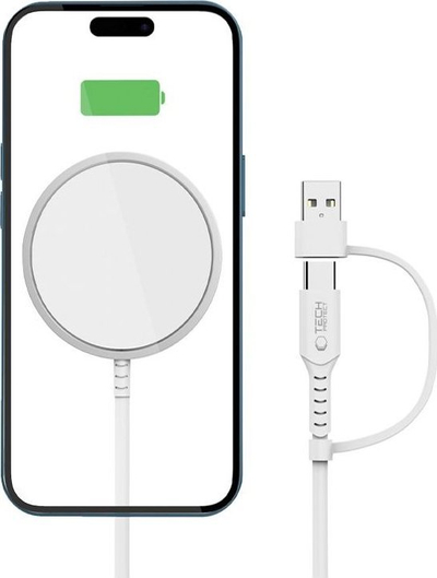 Karikues pa tela Tech-Protect QI15W-A44 Magnetic MagSafe, 15W, i bardhë