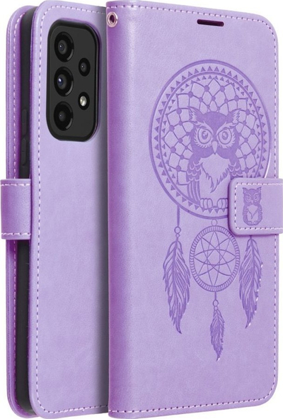 Këllëf libri Forcell MEZZO për Samsung A22 5G, me xhepa për karta, me dizajn dreamcatcher, ngjyrë vjollcë