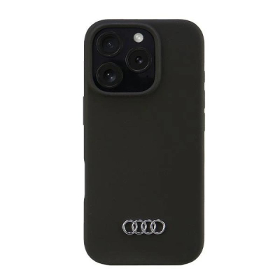 Futrollë telefoni Audi Silicone Hardcase për iPhone 16 Pro 6.3", silikon, e zezë