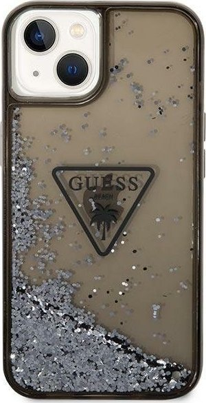 Mbulesë telefoni Guess Liquid Glitter Palm Collection për iPhone 14, hardcase, e zezë