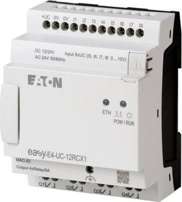 Rele programuese Eaton easyE4 EASY-E4-UC-12RCX1, 12-24V DC AC, 8DI 4AI 4DO, gri
