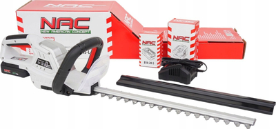 Gërshërë pa kabllo për gardh NAC HB18-B20-45-LS, 18V Li-Ion, teh 45cm, e kuqe