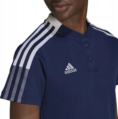 Bluzë polo Adidas Tiro 21 GK9674 për goca, me teknologji AEROREADY, blu e errët