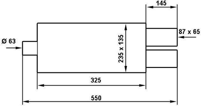 Shuarës fundor TurboWorks D End, hyrje 63.5mm, dalje 2x65x86mm, inoks