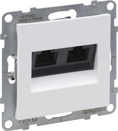 Prizë dyfishe kompjuterike Legrand SUNO 721153, RJ45 Cat 6 UTP, e bardhë