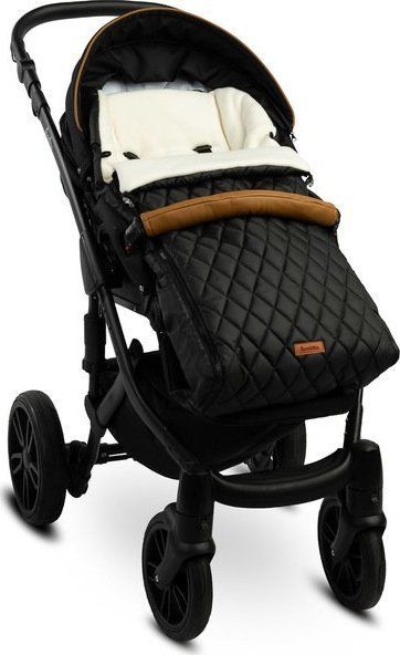 Qese gjumi për karrocë Sensillo Quilted Fleece, e papërshkueshme nga uji, me fleece të butë, e zezë