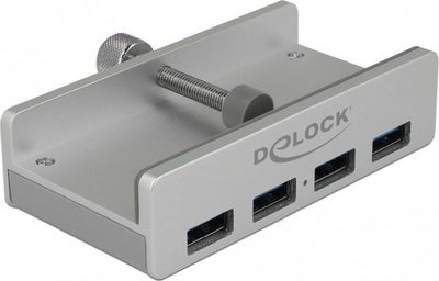 Hub USB DeLOCK 64046, 4 porta USB 3.2 Gen 1, 5 Gbit/s, ngjyrë argjendi