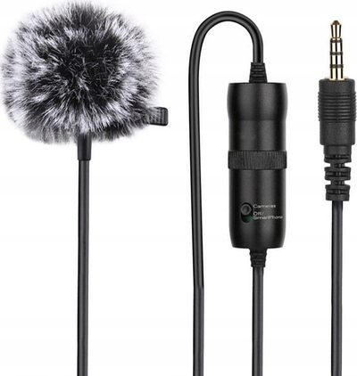 Mikrofon lavalier Puluz PU427, me jack 3.5mm, kabllo 6m, i zi