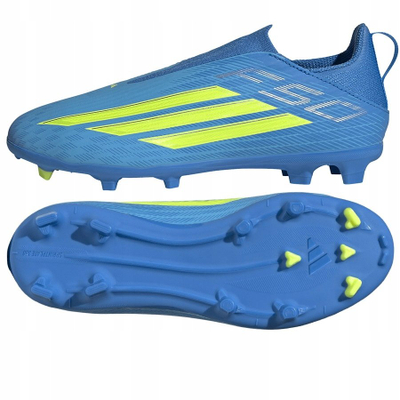 Këpucë futbolli Adidas F50 League Laceless për kalamoj, për fushë me bar natyral edhe artificial, blu