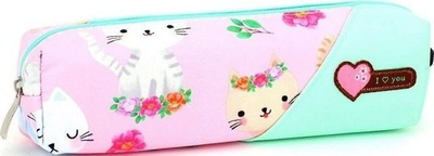 Kuti lapsash Fresh Small Pencil Case, me mace, ngjyrë jeshile celadon