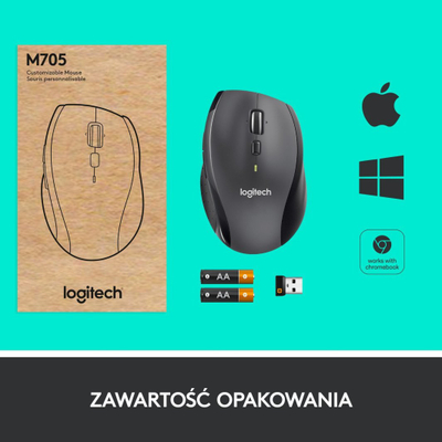 Mouse pa tela Logitech M705 Marathon, USB, ergonomik, gri