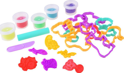 Set plasteline me dinozaurë Za4293, 5 ngjyra, me forma dhe vegla, shumëngjyrëshe