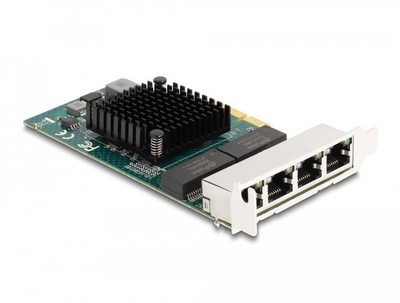 Kartë rrjeti Delock PCI Express X4, 4 porta RJ45 Gigabit LAN, gri