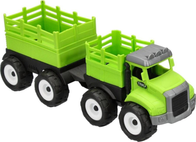 Kamion lodër Mega Creative Truck With Trailer, me rimorkio, plastik, i gjelbër