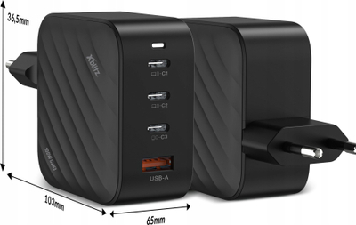 Karikues muri Xblitz XC3 GaN3, PD 100W, 3x USB C dhe USB A, i bardhë