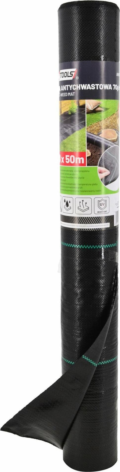 Agrotekstil kundra barërave AWTools AW67125, 70g, 0.8x50m, i zi