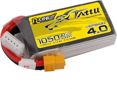 Bateri LiPo Tattu R-Line 4.0, 1050mAh, 14.8V 130C, me XT60