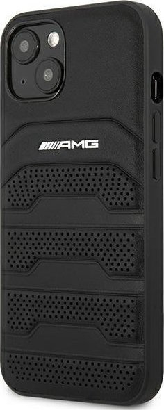 Futrollë Mercedes AMG Petronas për iPhone 14 Plus 6.7", hardcase lëkure, vija të stampuara, e zezë